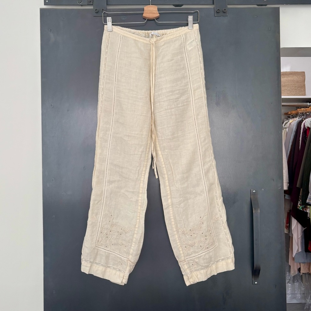 Zara Embroidered Linen Pant